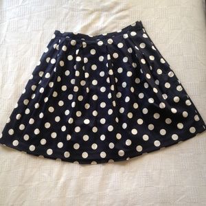 Modcloth Skirt Mini Pleated Navy Polka Dot